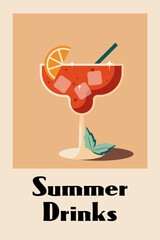 vintage style summer drink poster