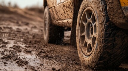 Muddy Tire on Off-Road Adventure