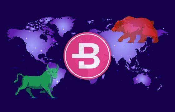 bytecoin-bcn cryptocurrency logos on digital background. 3d illustrations.