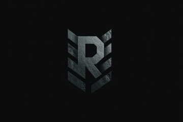 Obraz premium Stone-textured 'R' Logo: Dark, Modern, and Bold Design