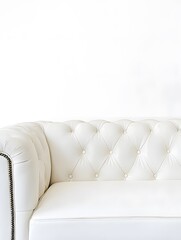Obraz premium Luxurious White Leather Sofa: Modern Furniture in Living Room with Elegant Tufted Upholstery for Stylish Interior Design and Decor Trends