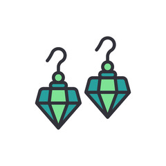 Obraz premium Pair of diamond-shaped teal earrings with detailed outlines for jewelry