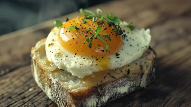 Classic egg Benedict, rustic style background