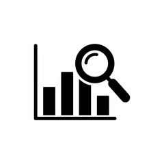 Bar Chart with Magnifier for Data Analysis and Business Insight Concept