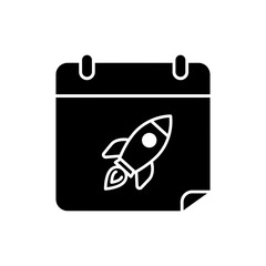 Calendar with Rocket Icon Representing Time Management and Business Growth