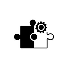 Gear Inside a Puzzle, Symbolizing Business Solutions and Strategic Thinking
