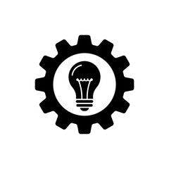 Gear with Lightbulb Inside, Representing Innovation and Business Solutions