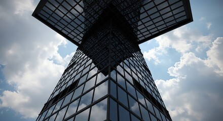Plakat Modern architecture building against cloudy sky view