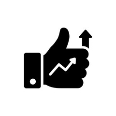 Thumbs Up with Trend Arrow, Representing Positive Feedback and Growth
