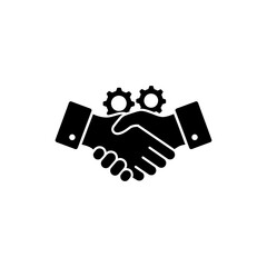 Two Shaking Hands with Gear – Business Partnership and Collaboration Concept