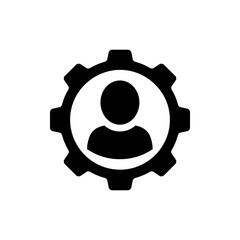 User Inside Gear Circle, Representing Business Strategy and Decision Making