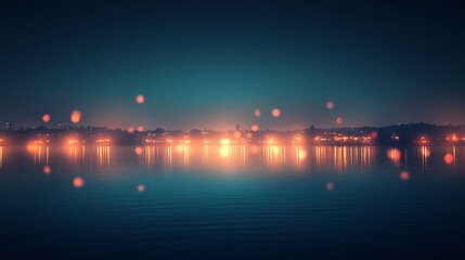 Fototapeta premium soft city lights over a calm lake background