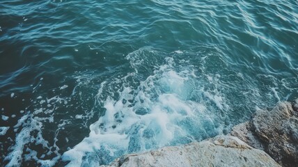 Crashing Waves on Rocky Shoreline