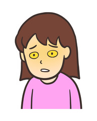 黄疸で苦しむ黄色い顔の女性