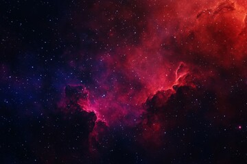 Deep space nebula with vibrant colors.  Vast expanse of cosmic clouds in red, purple, and dark hues