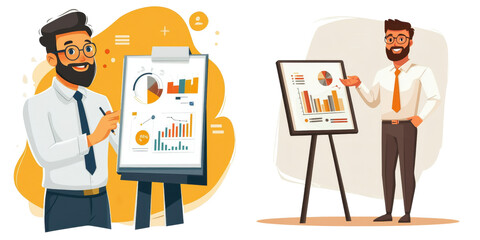 Professional Businessman Presenting Data Analytics and Charts