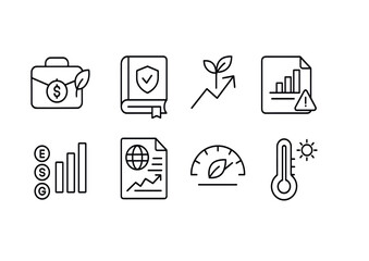 Finance and growth outline icons set – line, economic, business symbols for success
