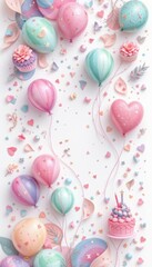 Pastel Balloons and Confetti Celebration