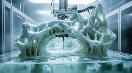 Intricate 3D Printing Technology Shaping Complex Architectural Structure