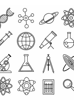 Linear Science Icons Set &ndash; DNA, Molecules, Lab Tools