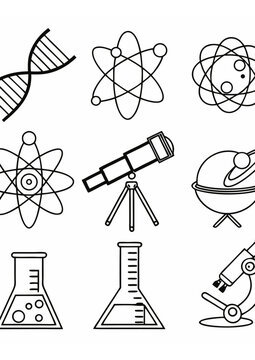 Linear Science Icons Set &ndash; DNA, Molecules, Lab Tools