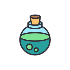 Mystical elixir in a vintage bottle, concoction for wizards and witches