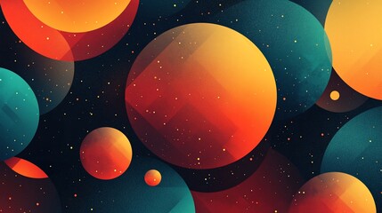 Vibrant Orbs Floating in Space, Cosmic Abstract Design with Particle Scatter