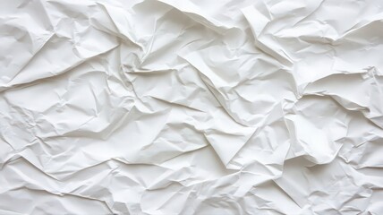 Obraz premium Crumpled White Paper Texture Close Up Abstract White Background in High Angle Shot