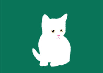 Cute white kitten. Vector illustration.