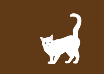 Cute friendly white cat. Vector illustration.