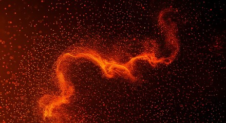 Orange Particle Stream on Dark Background