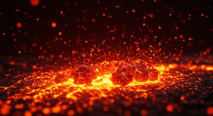 Hot Lava Rocks And Sparks