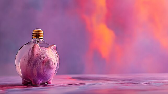 Piggy bank inside a lightbulb