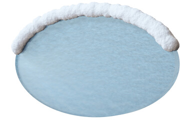 Featuring a three-dimensional empty banner topped with soft snow, this design offers a clean and isolated space ideal for advertising texts or promotional messages against transparent backdrop