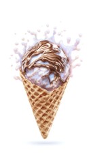 Delicious kulfa ice cream with glossy chocolate splash food photography vibrant colors close-up shot