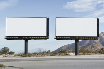 Blank billboards on roadside