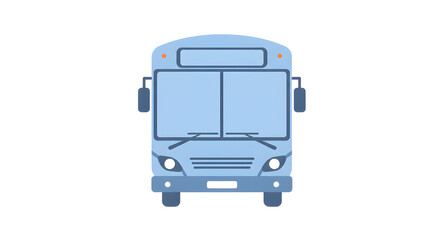 Front View of a Light Blue Bus with Rectangular Mirrors