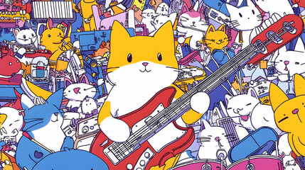 Obraz premium Many Colorful Pixel Art Cats