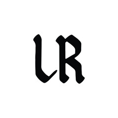 LR monogram logo design letter text name symbol monochrome logotype alphabet character simple logo