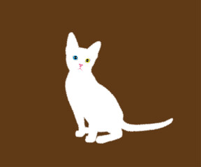 Cute white kitten. Vector illustration.