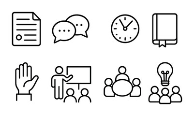 Education and training outline icons set – learning, teaching, academic symbols