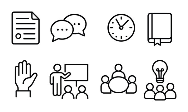 Education and training outline icons set – learning, teaching, academic symbols