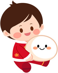 Lantern Festival Boy-Cute boy making glutinous rice balls