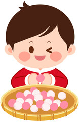 Lantern Festival Boy-Cute boy making glutinous rice balls