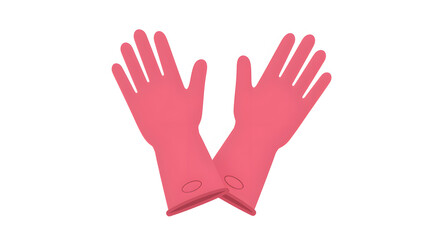 Pair of Pink Rubber Gloves Crossed Detailed Illustration