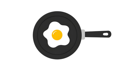 Sunny Side Up Egg in a Black Frying Pan with Handle