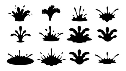 Water drops, black sea ocean waves stencil.