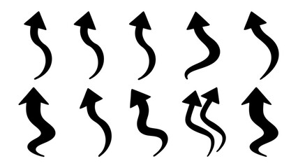 Obraz premium Arrow up icons. Set of curve rise increase arrows
