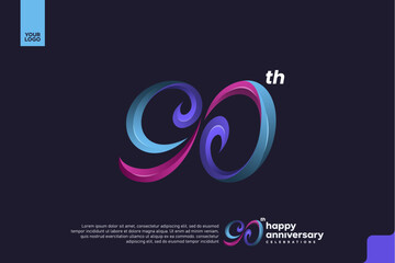 Colorful 90th Anniversary Celebration Design with Artistic Gradient Number and Dark Background