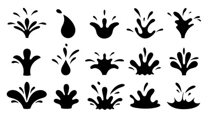 Water drops, black sea ocean waves stencil.